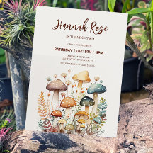Bois Champignon Aquarelle Anniversaire Invitation