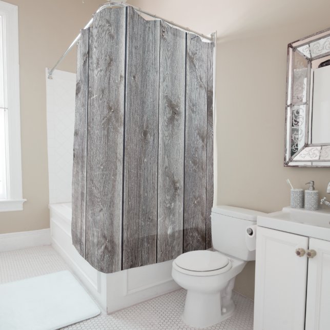 Bois Cool rideaux de douche rustique personnalisab (En situation)