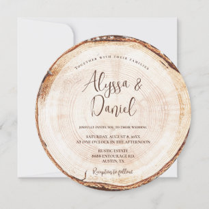 Bois Coupe Grain Custom Invitation Mariage rustiqu