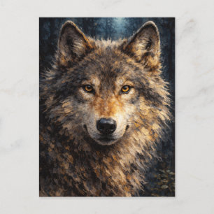 Bois d'Argent Loup Art Animalier Carte Postale