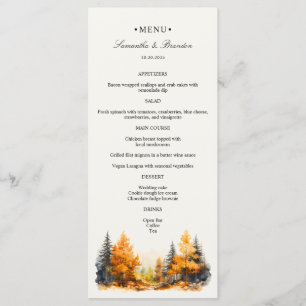 Bois d'automne, Forêt d'automne Mariage Dîner Menu
