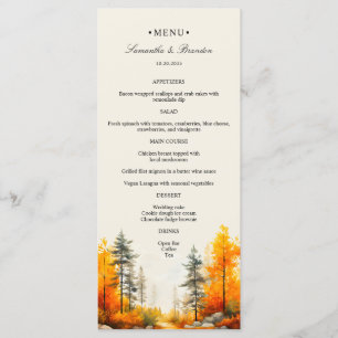 Bois d'automne, Forêt d'automne Mariage Dîner Menu