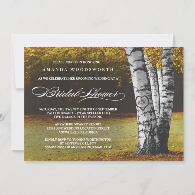 Bois d'automne Rustique Douche nuptiale Invitation (Devant)