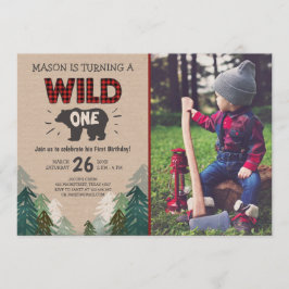 Bois de bûcheron Invitation Anniversaire Forêt sau