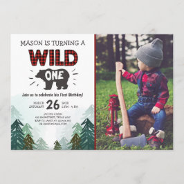 Bois de bûcheron Invitation Anniversaire Forêt sau
