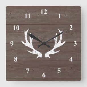 bois de cerf vintage grain grande horloge murale