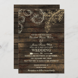 Bois de grange invitations de mariage rustique