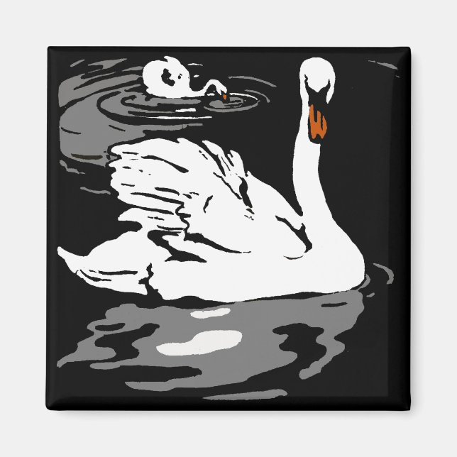 Bois de la ferme victorienne Animaux Magnet Swans (Devant)