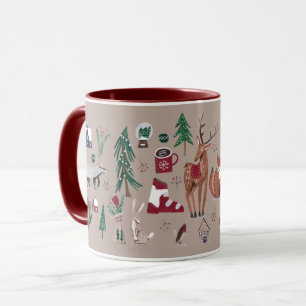 Bois de ski nordique Noël beige Mug