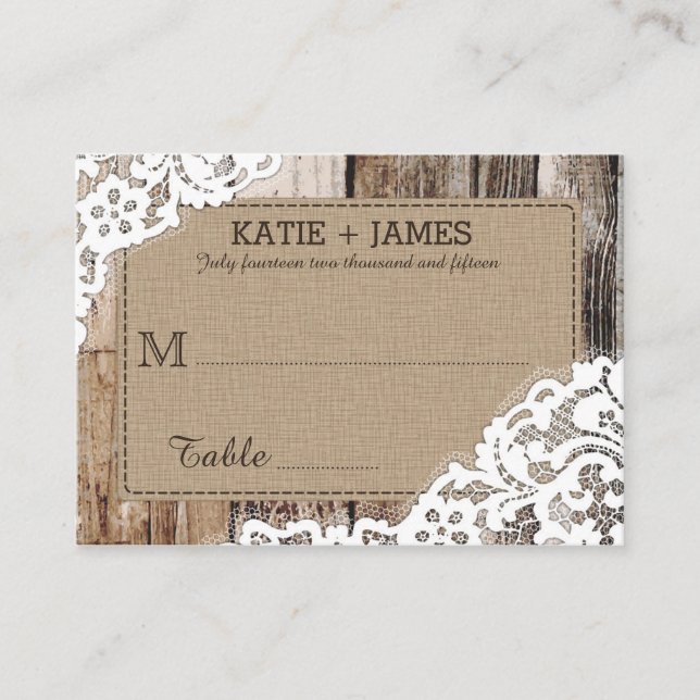 Bois et dentelle Rustique Mariage campagnard Carte (Devant)