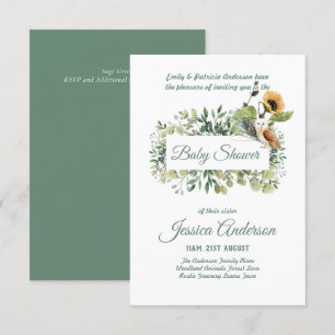 Bois Flore et faune BABY SHOWERS Invitations