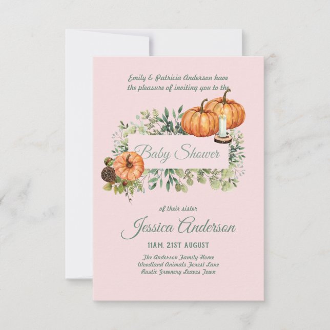 Bois Flore et faune BABY SHOWERS Invitations (Devant)