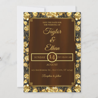 Bois foncé rustique et Faire-part de mariage Flora