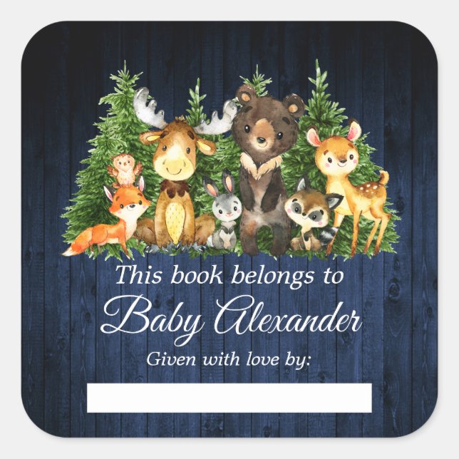 Bois Forêt Animaux Rustique Douche Livre Étiquette (Devant)