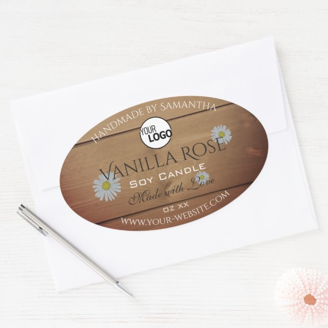 Bois Grain Emballage Étiquette Fleurs Logo (Enveloppe)