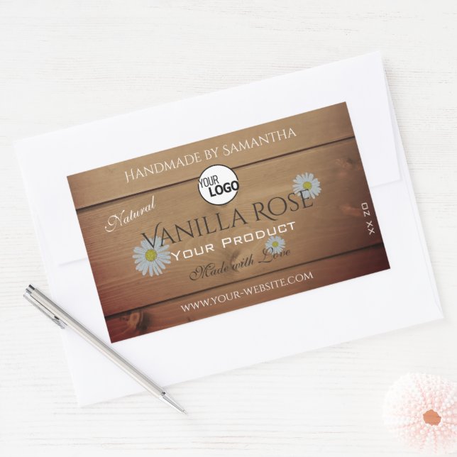 Bois Grain Emballage Étiquette Fleurs Logo (Enveloppe)
