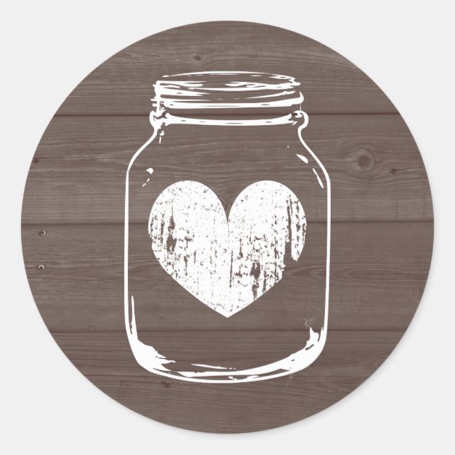 Bois grain pays chic mason jar autocollants de mar (Devant)
