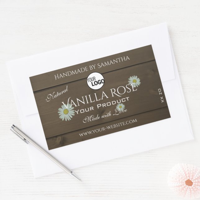 Bois Grain Produits Emballage Étiquette Daisies Lo (Enveloppe)