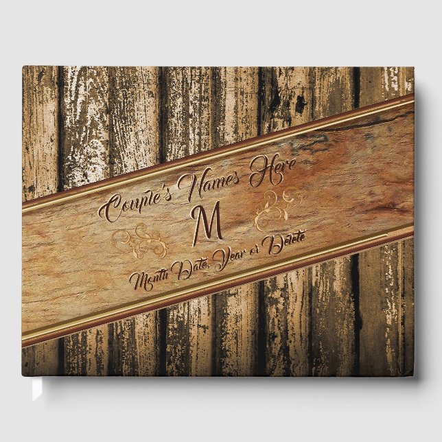 Bois Look Rustique Mariage livre d'invité, PERSONN (Recto)