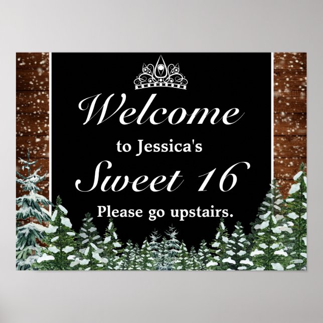 Bois neigeux et forêt Tiara Sweet 16 Affiches de b (Devant)