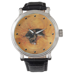 Bois orange naturel avec la montre peu commune de