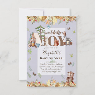 Bois Ours Animaux Garçons Baby shower Invitation