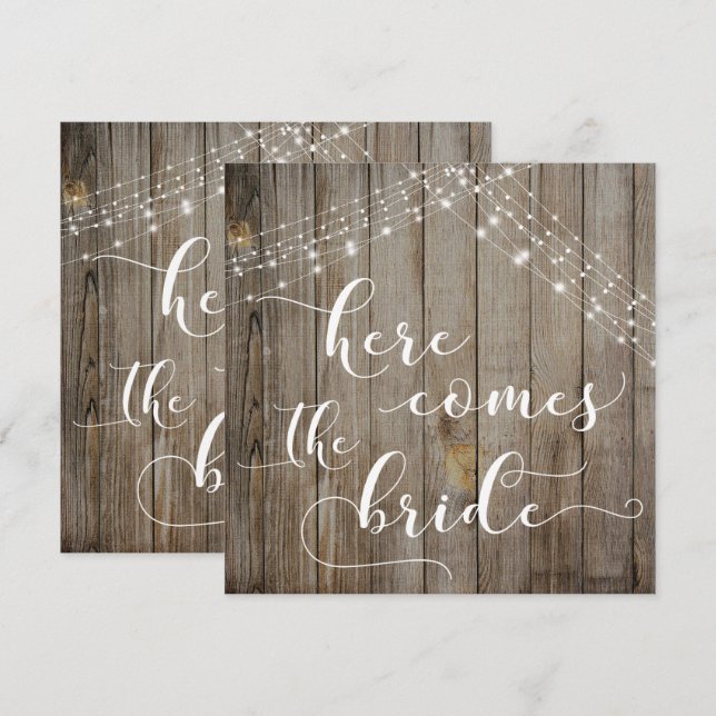 Bois Patiné et lumière : la carte de mariée (Devant / Derrière)