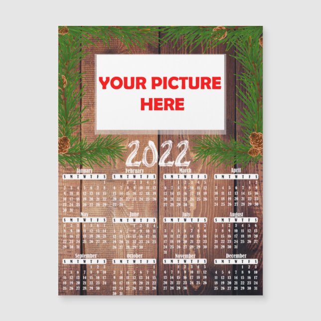 Bois photo 2022 Personnaliser Fridge Magnet Calend (Devant)