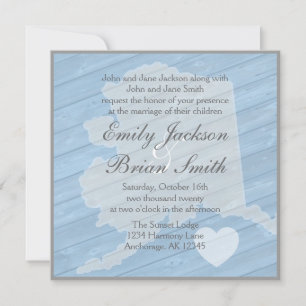 Bois rustique Alaska État bleu invitations de mari