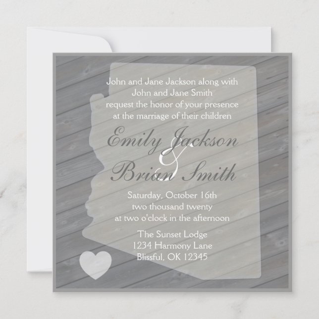 Bois rustique Arizona Gris invitations de mariage (Devant)