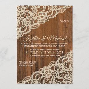 Bois rustique & Beige / Faire-part de mariage dent