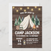 Bois Rustique Camping Invitation d'anniversaire po