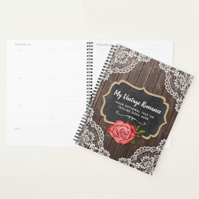 Bois rustique & dentelle Floral Chalkboard Country (Devant avec enveloppe)
