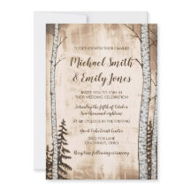 Bois rustique et arbres Invitations de mariage