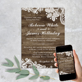 Bois rustique et Faire-part de mariage de dentelle