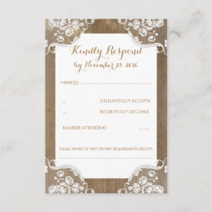 Bois rustique et mariage dentelle RSVP
