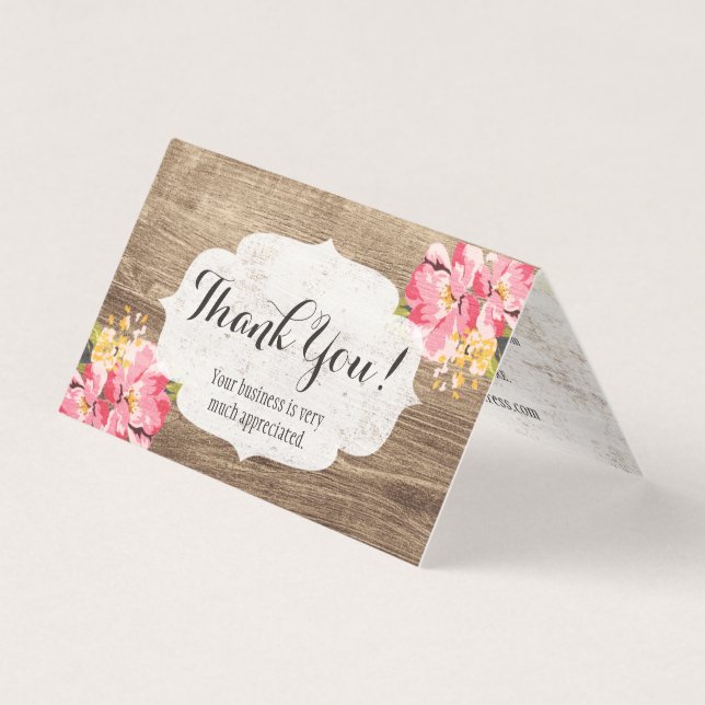 Bois rustique et Merci Hibiscus rose peint (Front)
