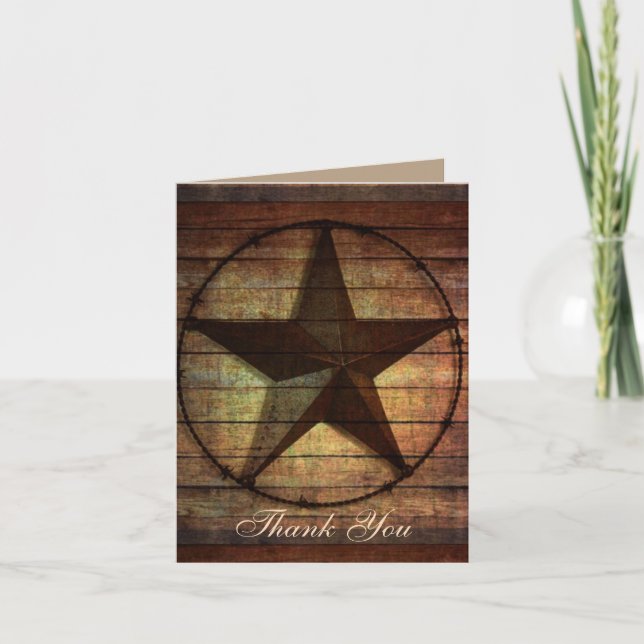 bois rustique étoile texas mariage western merci (Devant)