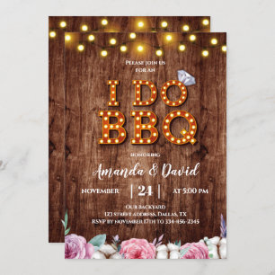 Bois Rustique Floral Coton I Do BBQ Invitation