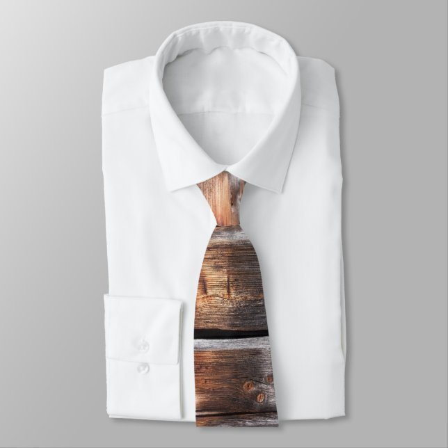 Bois rustique + Initiales Groomsmen Cravate cadeau (Attaché)
