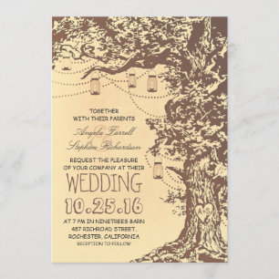 Bois rustique & jarres de mason invitations de mar