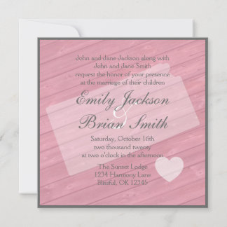 Bois rustique Kansas invitation de mariage rose