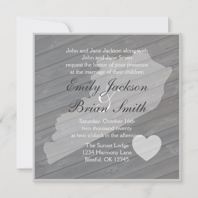 Bois rustique Kentucky Gris invitations de mariage (Devant)