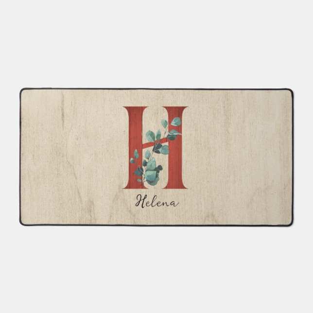 Bois rustique & Lettre Eucalyptus H Personnalisé (Recto)