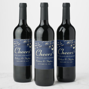Bois rustique Lumières Mariage Étiquette de vin