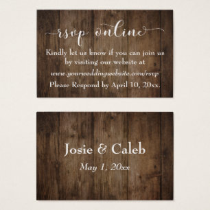 Bois rustique & Mariage de script RSVP Insertions