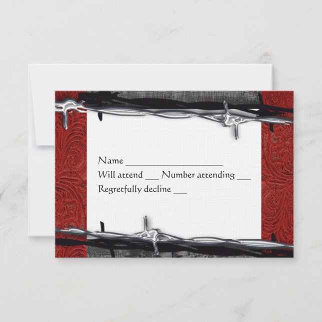 Bois rustique Rouge Cuir Barbé Fil Cowboy Rsvp (Devant)