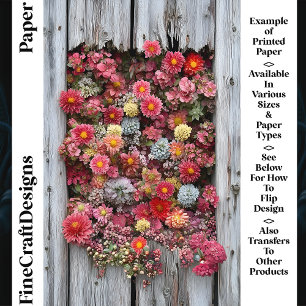 Bois rustique vieilli avec fleurs CL4 Papier pour