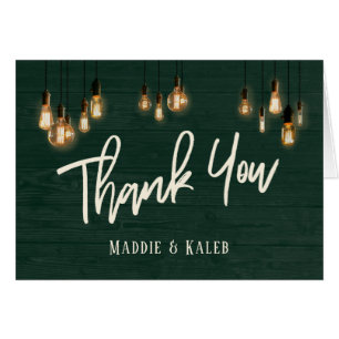 Bois vert foncé rustique avec lumière Edison Merci