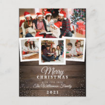 Bois Vintage et neige| Vacances 4 Cartes photos